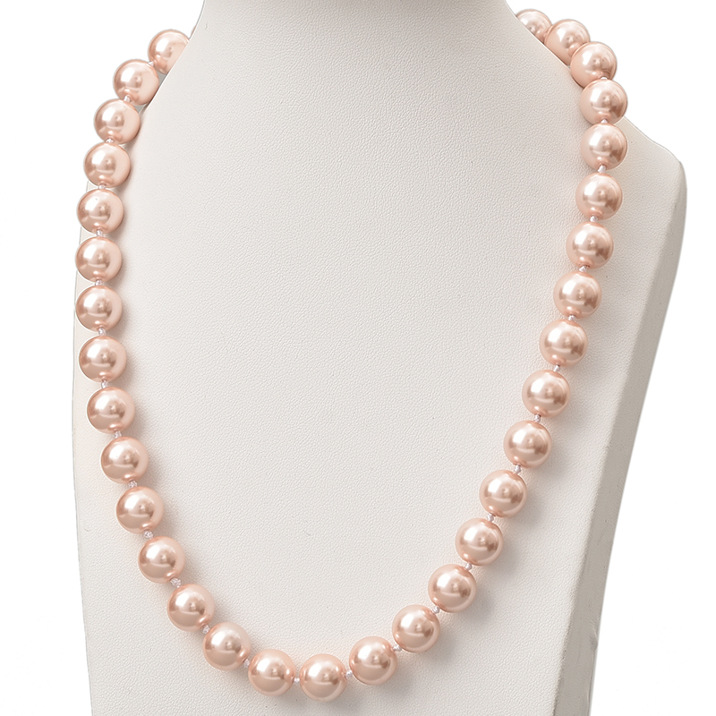 

New Fashion 10mm Size For Pearls Necklace Orange Round Imitation Pearls Chain Necklace 18inch For Female Gifts H832