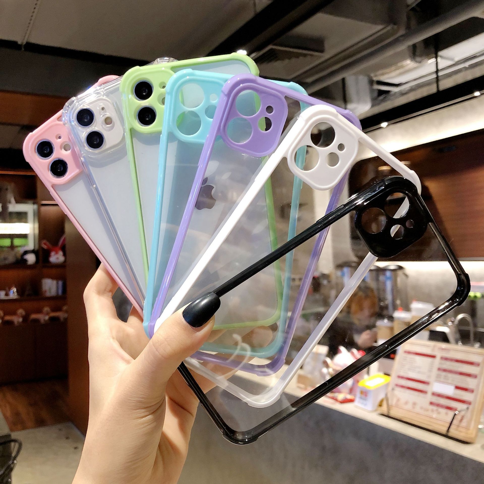 

Macaron Clear Back Cover Camera Protect Shockrpoof Hard Phone Case for iPhone 12 Mini 11 Pro XS Max XR X 7 8 Plus