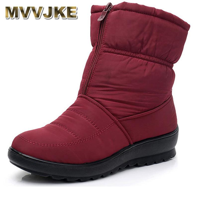 

MVVJKE Snow Boots Winter Warm Non-slip Waterproof Women Boots Mother Shoes Casual Cotton Winter Autumn Female Shoes E001, Black