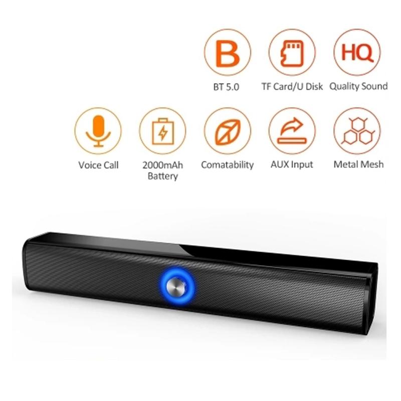 

HS-BT167 Wireless BT Speaker Sound Box Support AUX TF Card U Disk USB Powered Built-In 2000Mah Rechargeable Batteries Compatible