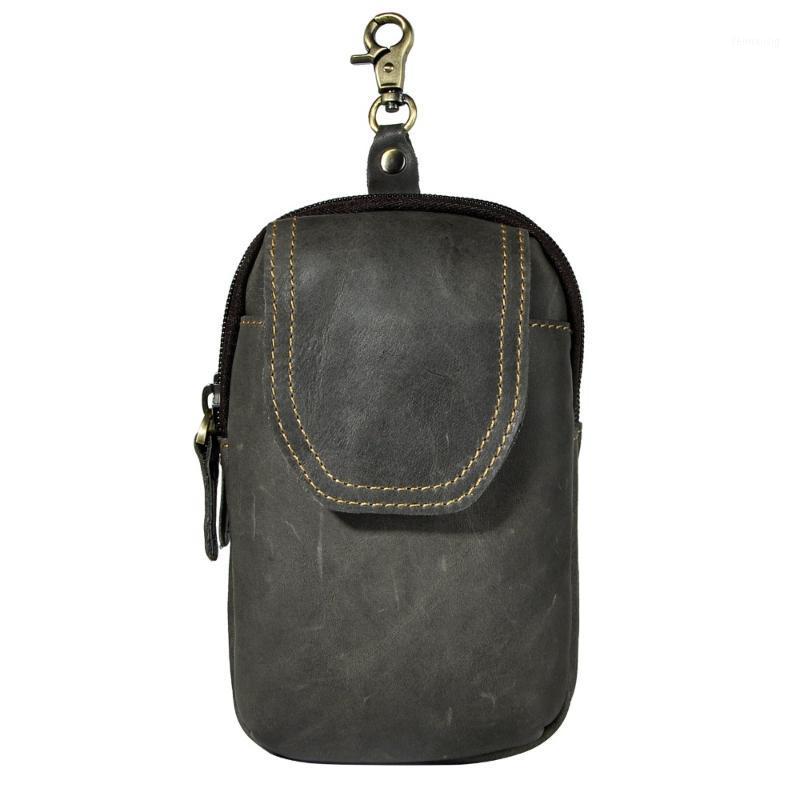 

Hot Sale Fashion Real Leather Small Summer Pouch Hook Waist Pack Bag Cigarette Case Phone Pouch Waist Belt Bag 0131, Brown