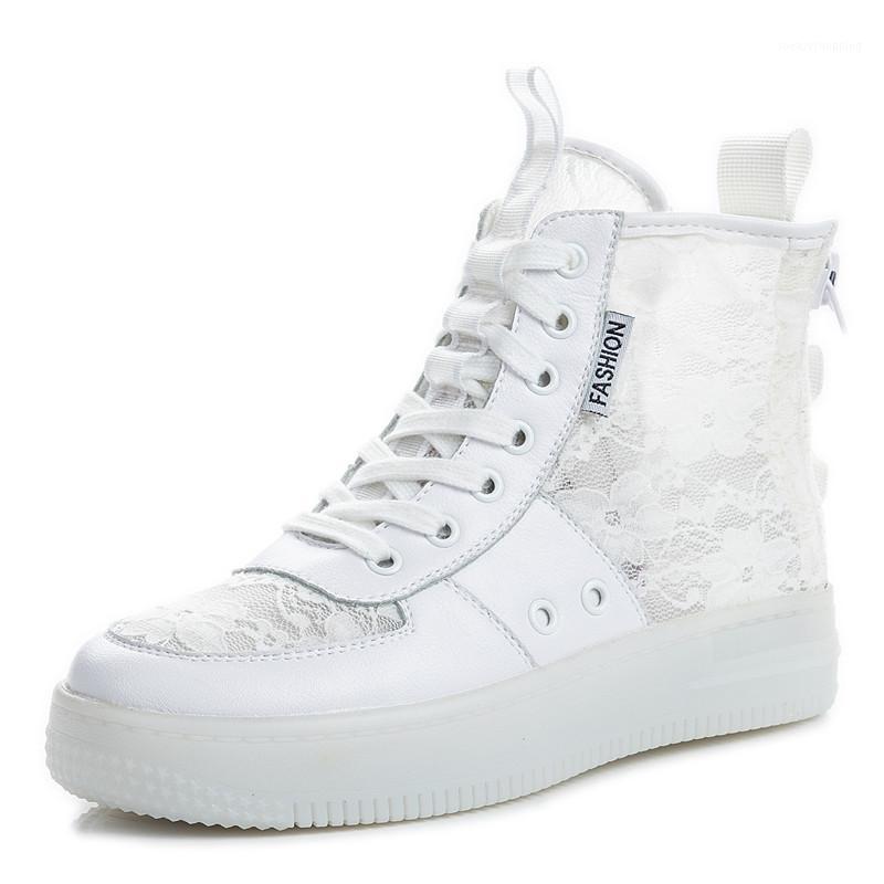 

Mobetty Lace leather Women Sneakers Platform Breathable Sport Ankle Boots Heel Casual Lace-up vulcanized Shoes Zapatillas mujer1, White