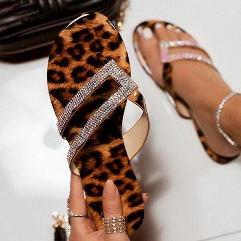 

Women Leopard Slippers Summer New Fashion Comfortable Flats Heel Slippers 20201
