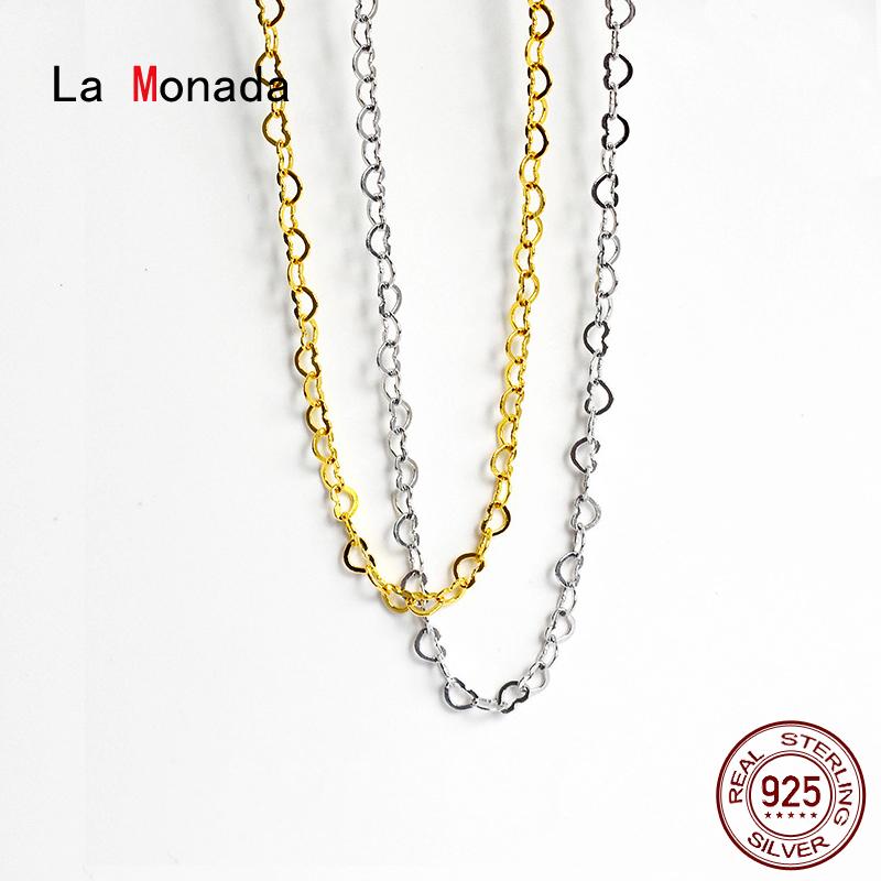 

La Monada Women's Necklace 925 Silver Chains Woman On Neck Heart Choker Minimalist Fine Jewelry For Women Necklace Silver Girls