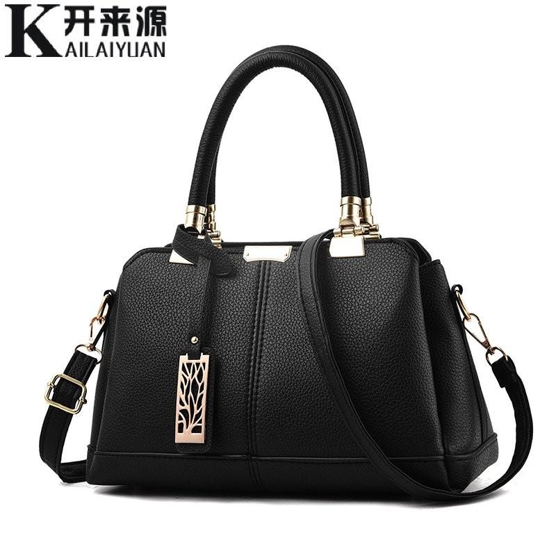 

100% Genuine leather Women handbags 2021 New tide female bag Crossbody Bag shaped sweet lady Shoulder Handbag, Black
