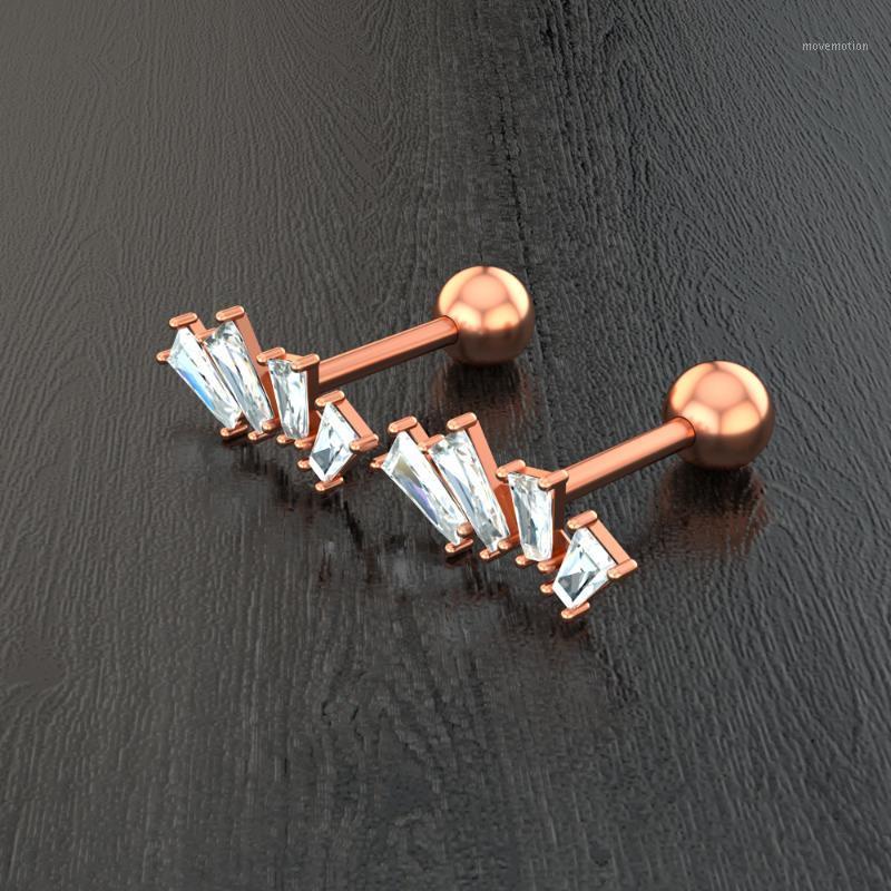 

2pcs Geometric Square Zircon Stud Earring Ear Rings Stainless Steel Screw Earrings Creative Ear Piercing Jewelry1