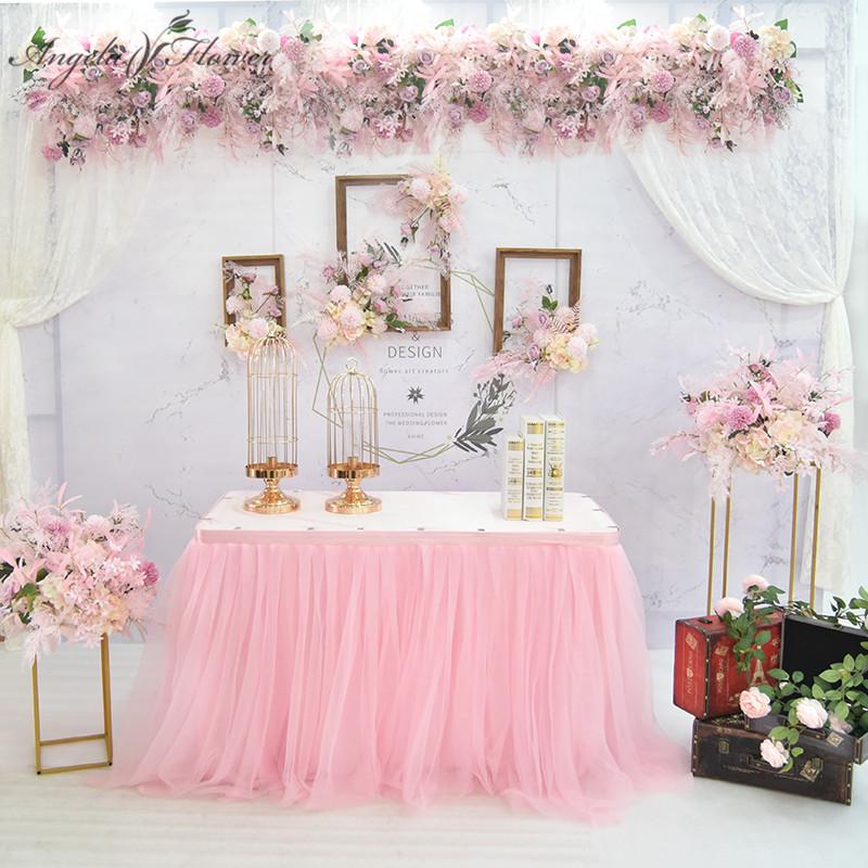 

Decorative Flowers & Wreaths Custom Pink Champagne Artificial Floral Arrangement Pre-function Area Wedding Backdrop Decor Party Stage Window