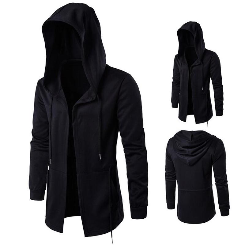 

Men's Hoodies & Sweatshirts Long Design Men Fashion Hip Hop Sweatshirt Streetwear Black Gown Coats Hooded Cloak Mantle Hoodie 5XL