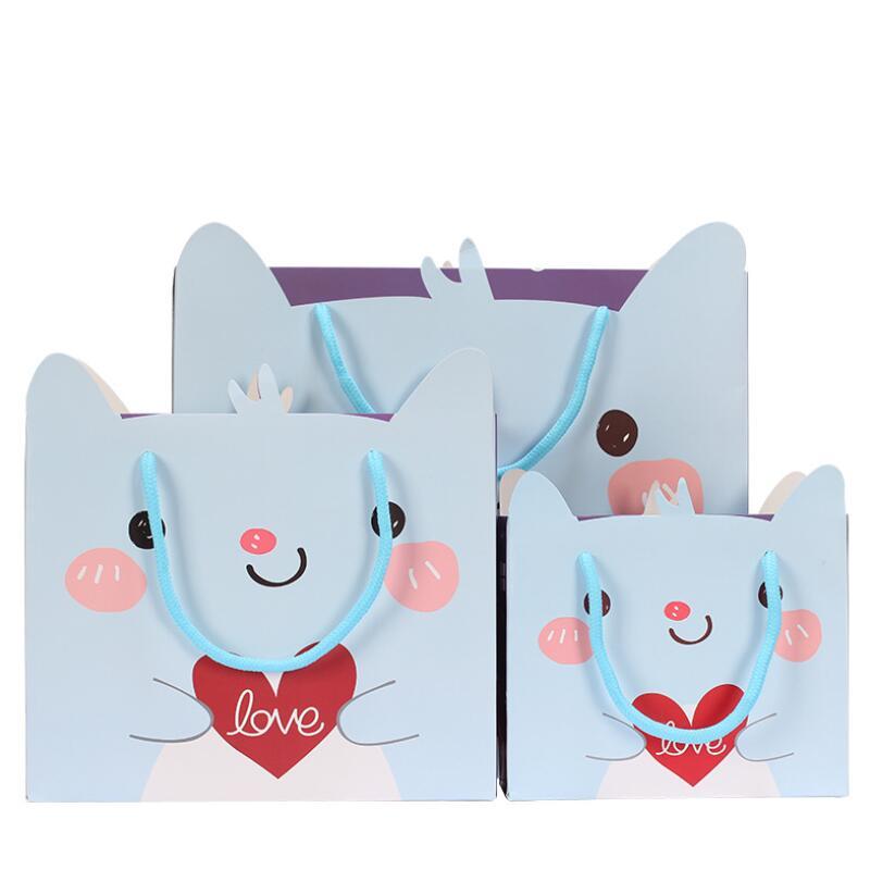 

10pcs/lot Cute Cartoon Animal Pattern Paper Hand Bag Creative Children's Birthday Party Gift Bag 17x14x7cm