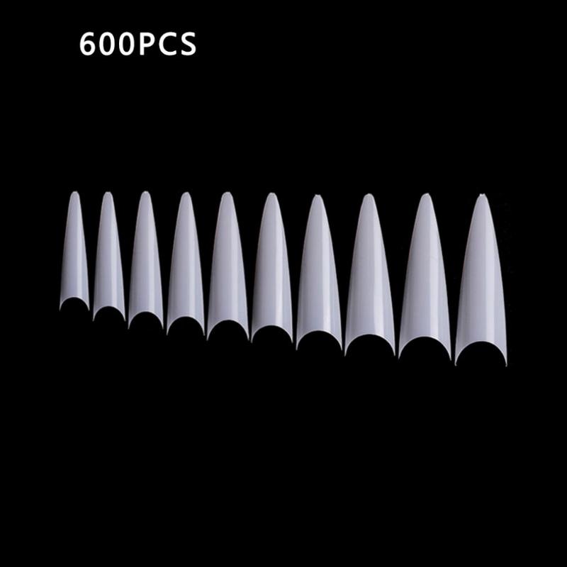

600Pcs/Bag Fake Nail Patch Ghost Nail French Transparent Salon Ghost Spike Art Acrylic Uv Gel Polish Manicure Tools, Ivory