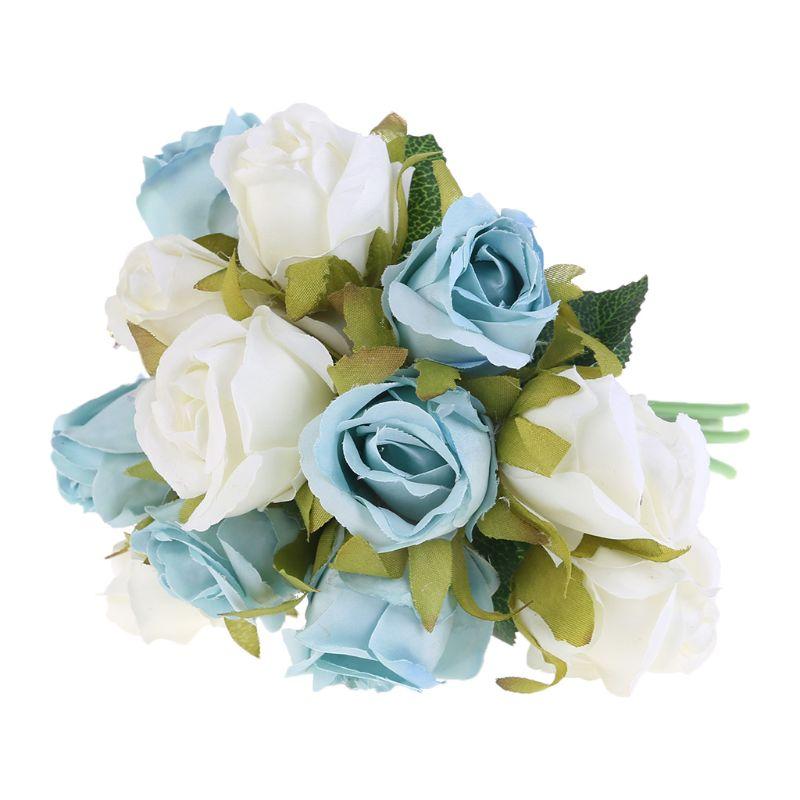 

12 Heads Simulation Artificial Rose Flower Silk Bouquet Wedding Party Home Decor, Orange