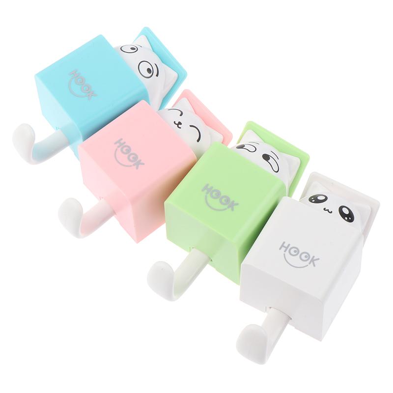 

Creative Cartoon Cat Hook Hanger Wall Mounted Key Hooks Holder Clothes Hat Handbag Hangers Bathroom Rack Organizer Decorative