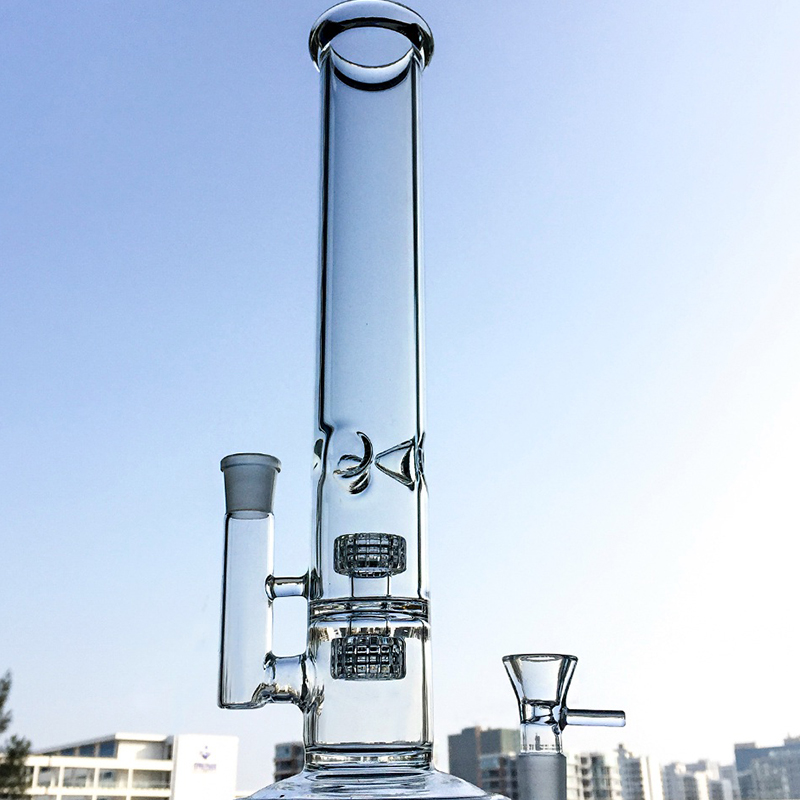 

Stereo Matrix Perc Glass Dab Rigs 14 Inches Straight Tube Glass Bongs Ice Pinch Clear Water Pipes Female Joint 18mm With Bowl WP296