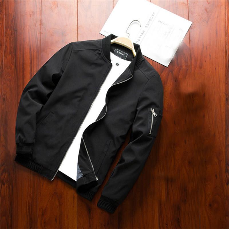 

2020 Mens Jackets Spring Autumn Casual Coats Bomber Jacket Slim Fashion Male Outwear Mens Brand Clothing 6XL, Black