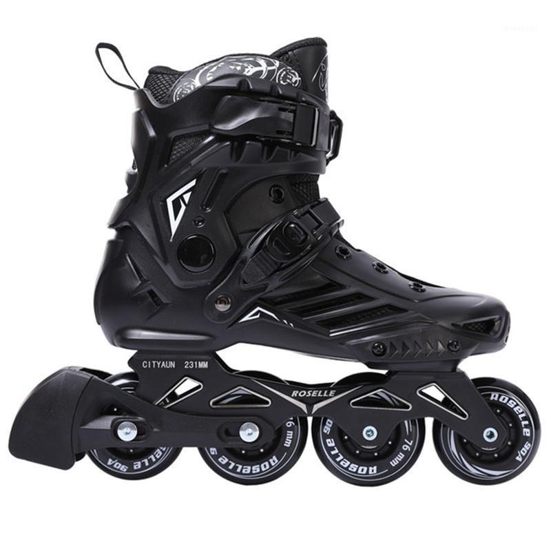 

Adults Roller Skates Shoes EU 35 to 44 Inline Skating Shoes for Female Male 4 Wheels Sneaker PU Wheel Slalom Patines 1 pair1, Black