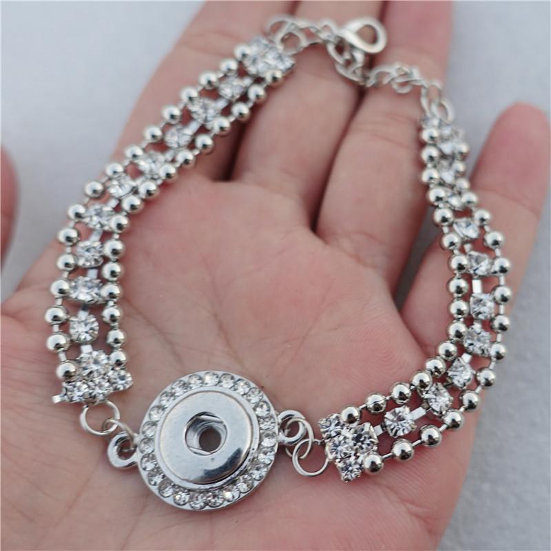 

Clear Rhinestone 12mm Snap Buttons Bracelet Claw Chain Jewelry For Women Gift