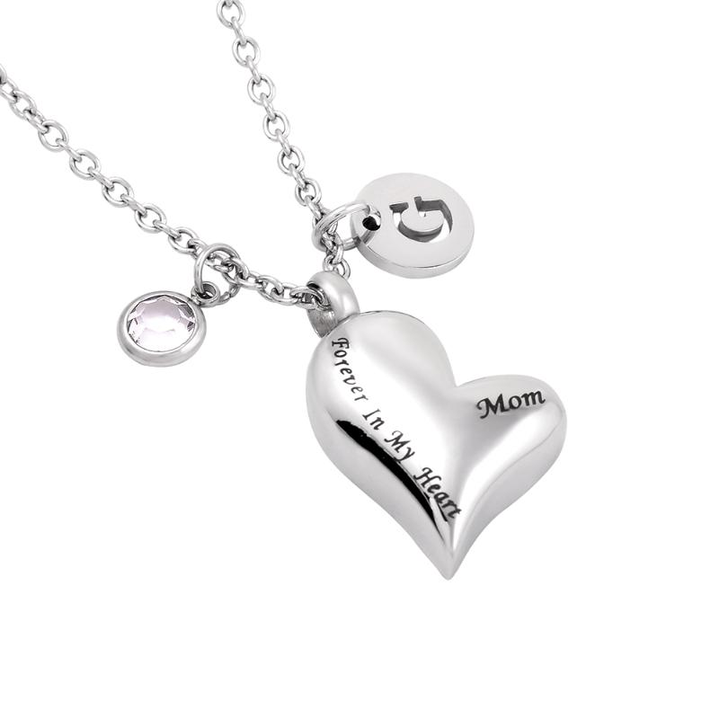 

Free Mom Forever In My Heart Stainless Steel memorial pendant necklace DIY Charm Cremation Ashes Jewelry For Women