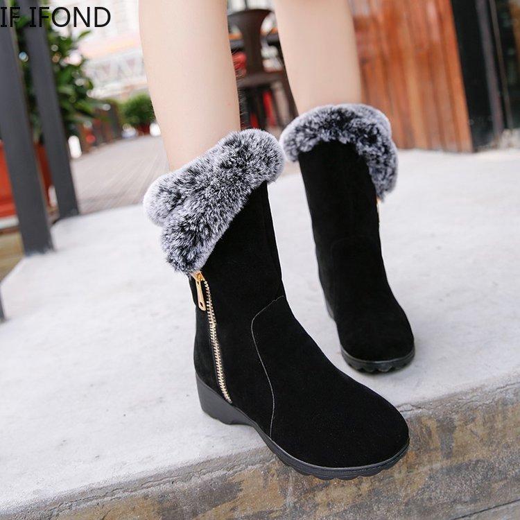 

IF IFOND 2020 New Hot Winter Ladies Fashion Snow Boots Shoes warm fur plush Insole women boots, As pic