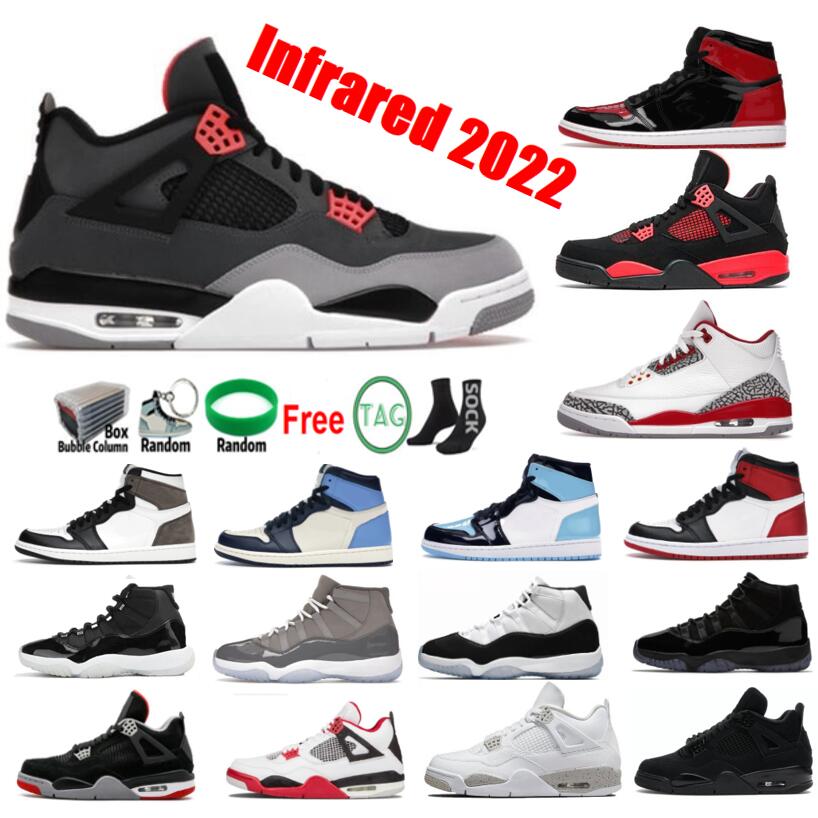 

2022 Infrared 4 Basketball Shoes 4s Black Cat Bred University Blue White Oreo Sneaker Trainer 11 Space Jam Cool Grey What The 1 Shadow 2.0 Hyper Royal Dark Mocha, Metallic red