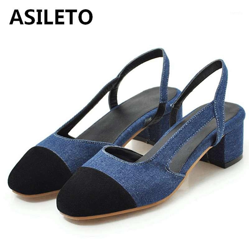 

ASILETO large size 45 women sandals summer denim Shoes blue jeans heel sandalia Ladies Footwear sandales chaussures femme zapato1, Blue pumps