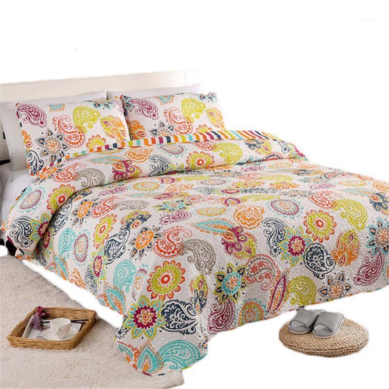 

SunnyRain 3-Pieces Thick Cotton Quilted Bedspread Set Bed Sheet Set Pillow Case Machine Washable drap de lit1