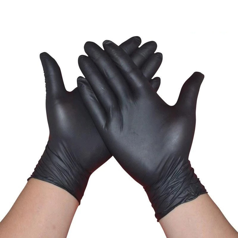 

100pcs High Quality Disposable Black nitrile gloves powder free for Inspection Industrial Lab Home and Supermaket Comfortable Black