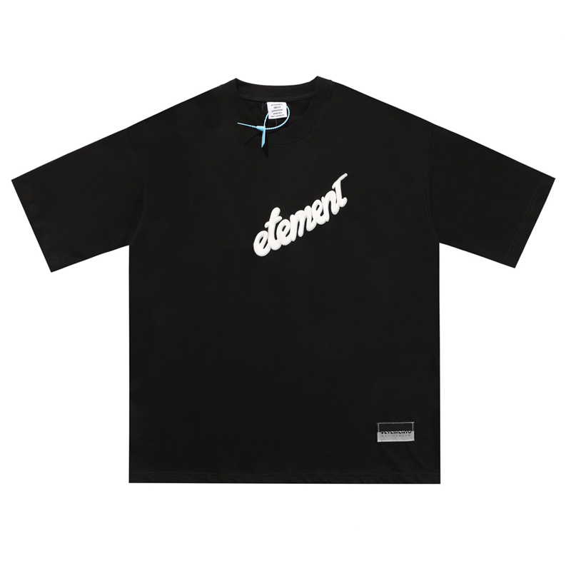 

21SS Europe France Embroidery oblique Puff Print Logo T shirt Fashion oversize Men Tshirts Women Clothes Casual Cotton Tee, Black oblique t