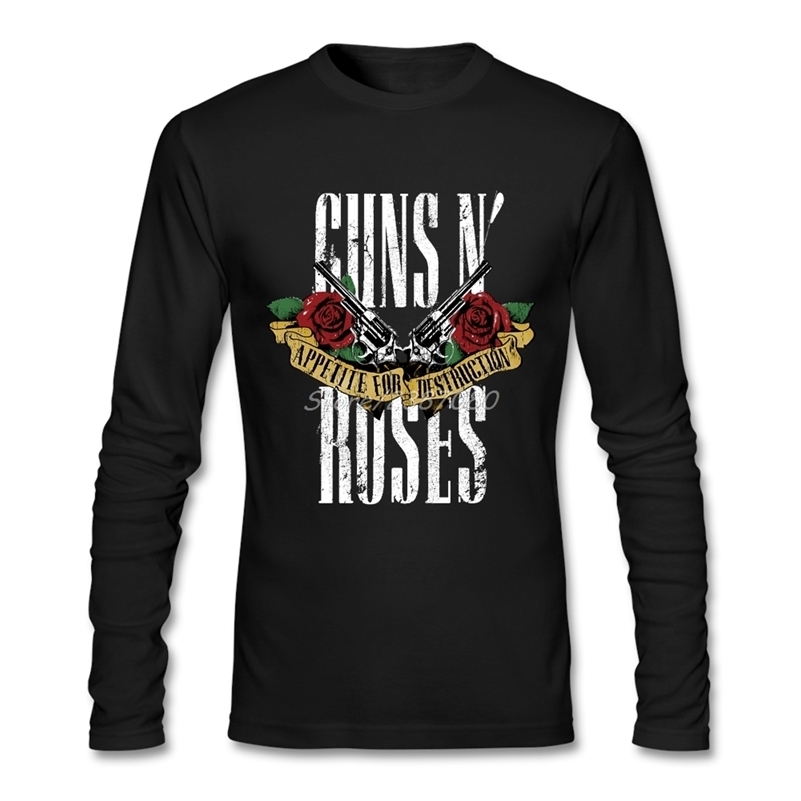 

Harajuku Guns N Roses T Shirt Long Sleeve Men' T-shirt Hip Hop Funny Cotton Crewneck 3d T Shirts 201117, Red