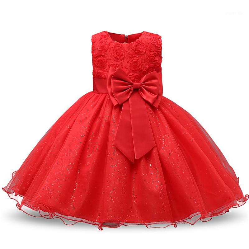 

Flower Princess Girls Dress Tutu Wedding Birthday Party Kids Dresses For Girls Children Clothing Teenager Prom Vestidos 12T1, Red