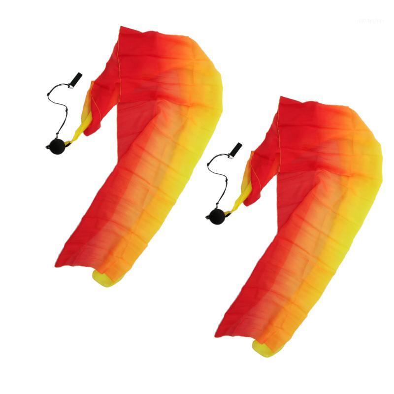 

Stage Wear 2pcs Belly Dance Silk Veil Poi Throw Balls Dancing Accessories 78.7 X 27.5in1, As pic
