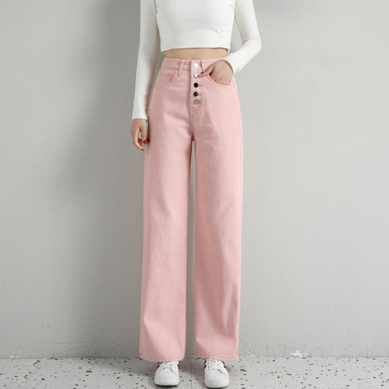 

Spring 2021 New Women's Pants Denim Leg Wide Jeans 3 Color 06ax, Army green.
