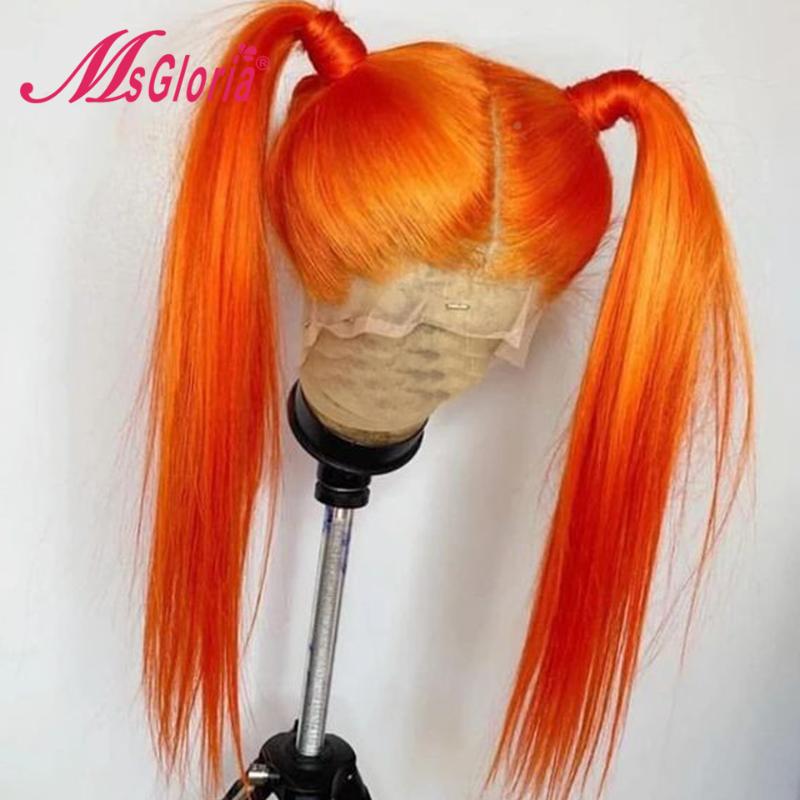 

Ginger Orange Color Brazilian Remy Lace Front Human Hair Wigs For Black Women Pre Plucked Wigs Human Hair Transparent Lace, As pic