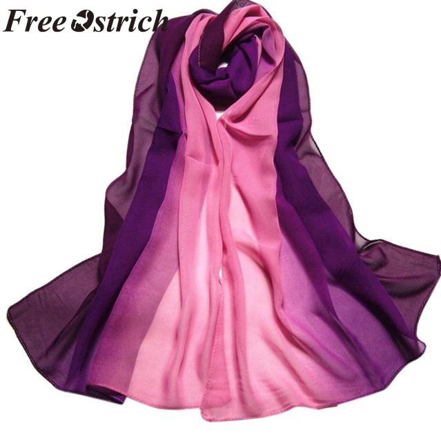 

FREE OSTRICH Gradient Fashion Chiffon Scarf Women's Long Wraps and Shawls Lady Spring Autumn Scarves Bandana Hijab Stoles