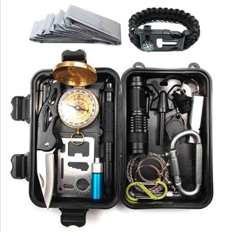 

20 Set Multifunction Outdoor EDC Tool Kit SOS Survival Tool Outdoor Gear Storage Box Kit with Tactical Pen Flashlight Bracelet