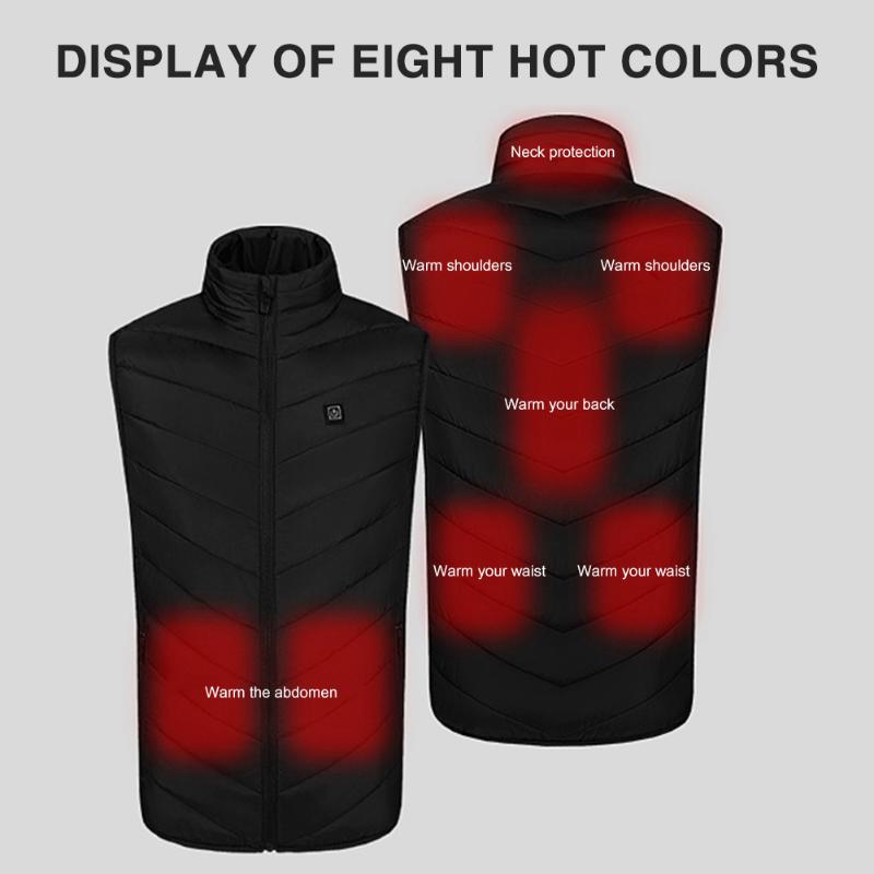 

Women Men USB Charging Heated Vest Winter Warm Cotton Electric Heating Coat, As pic