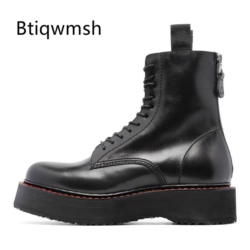 

Real Leather Platform Wedges Boots Women Round Toe Back Zipper Boots Femme Cool Ankle, Beige