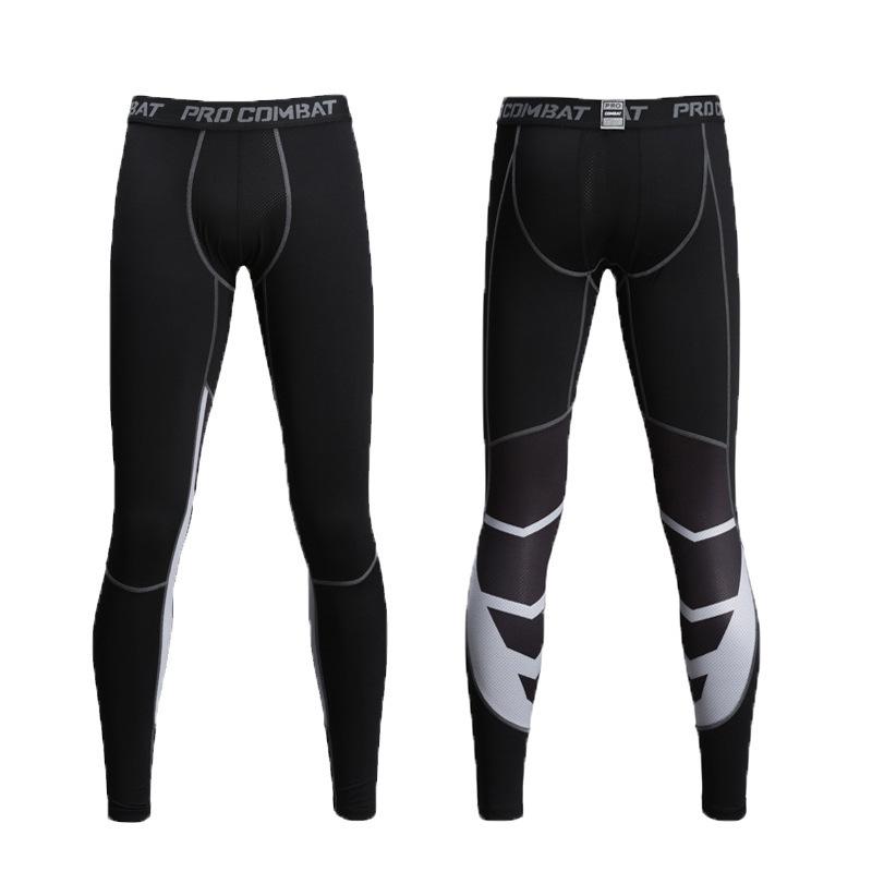 

Sport Tight Men's Pants Elastic Quick Dry Workout Running Leggings Compression Fitness Trousers Basketball Training Pants, Black 01
