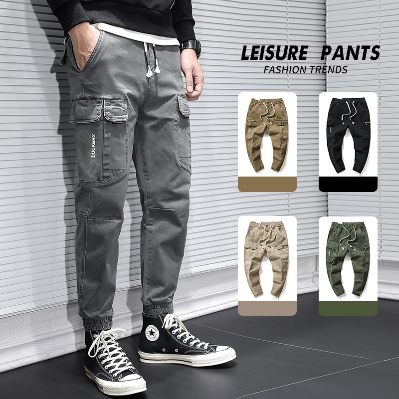 

2021 New Newly Designer Fashion Men Jeans Outdoor Casual Multi Pockets Cargo Pants Overalls Streetwear Hip Hop Joggers Wide Leg Trousers Osg, Black