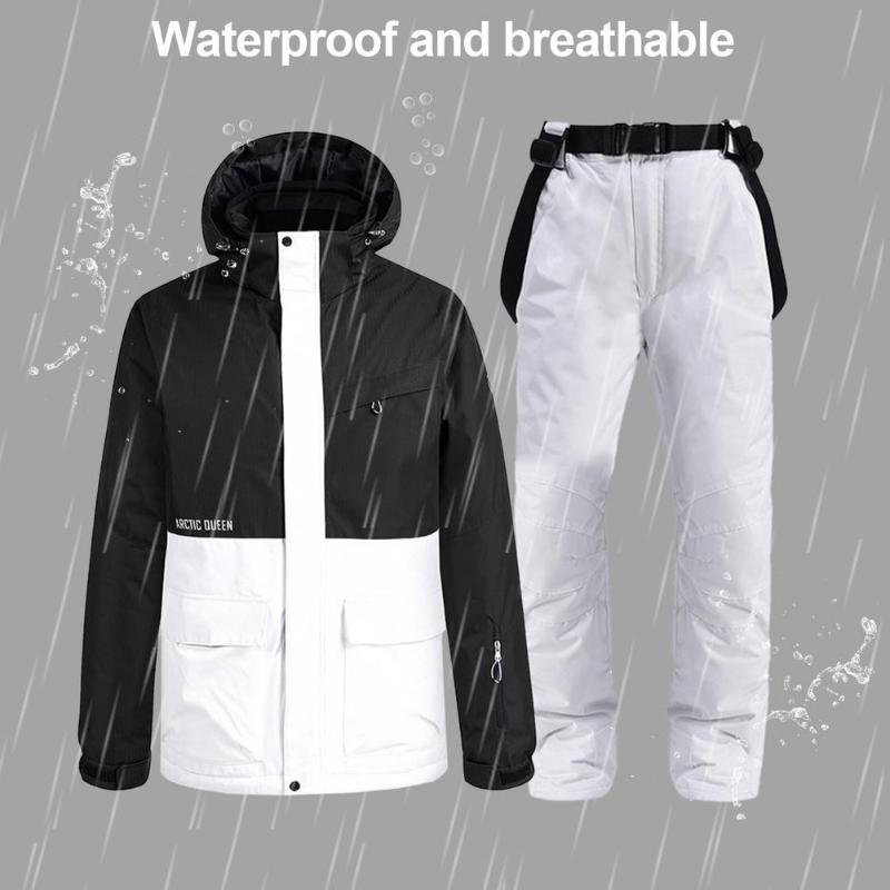 

Ski Suit Men Winter Warm Windproof Waterproof Outdoor Sports Snow Jackets and Pants Hot Ski Equipment Snowboard Jacket Men Brand, Black