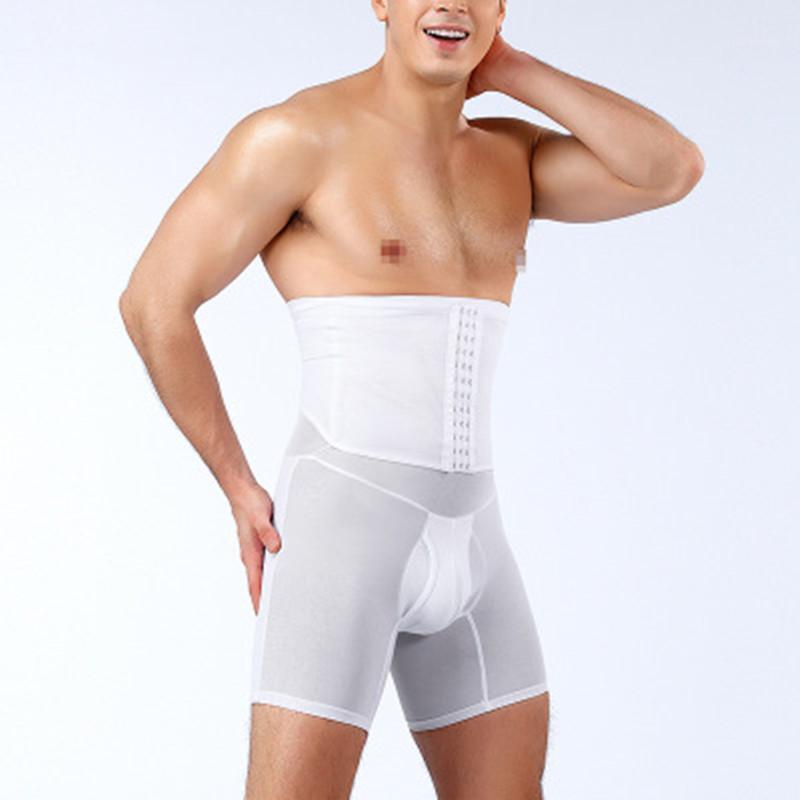 

2020 New Men's spanx large size abdominal underwear breathable tight height waist band waist lift hip plastic leg spanx1, White