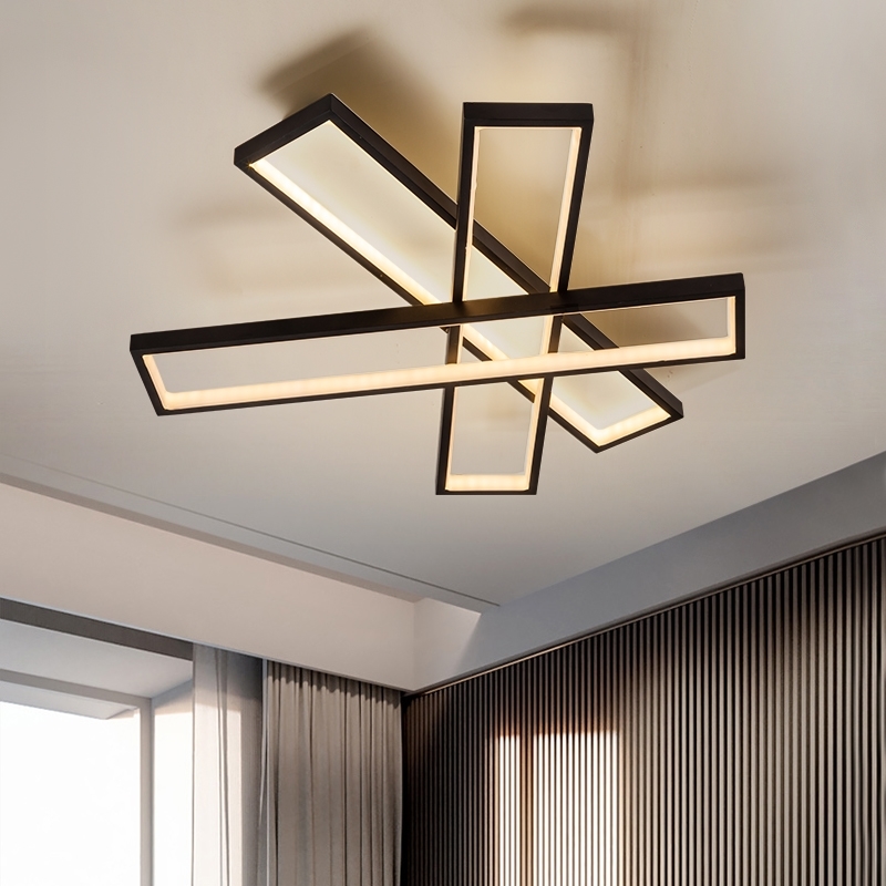 

2021 New Modern Conducted Lighting of the Black Rectangle Fitted Ceiling Lamp to Living Design Room Decoration for Home Electrical XW7X