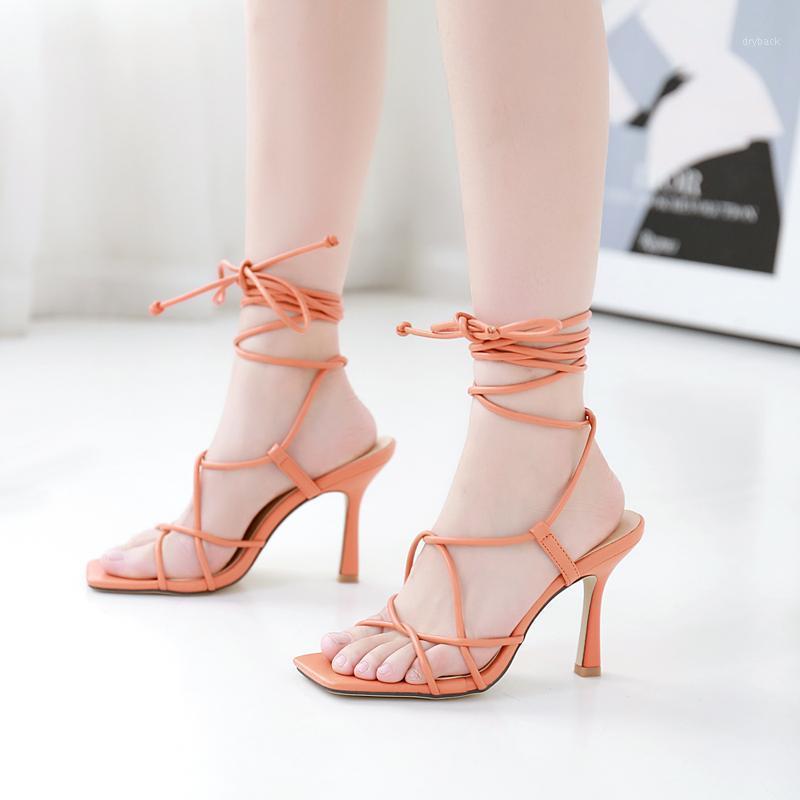 

Woman Shoes High Heels Sexy Cross Strappy Sandals Orange Heels Gladiator Sandals Women Fashion Shoes Ladies Square1, Black