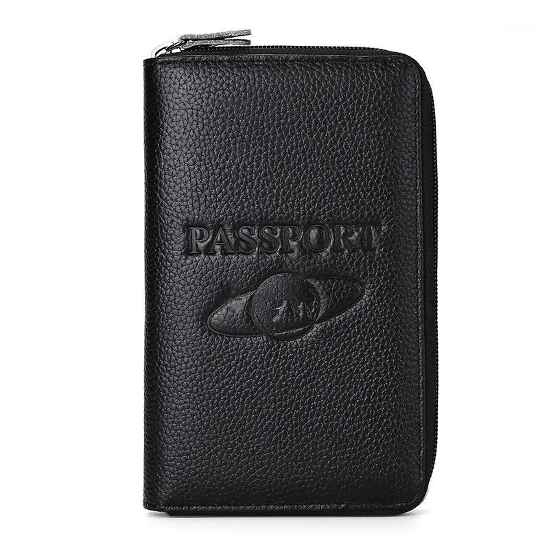 

Genuine Leather Passport Travel Wallet Passport Holder Multi-Function Package ID Multi-Card Storage Pack Clutch1, Black