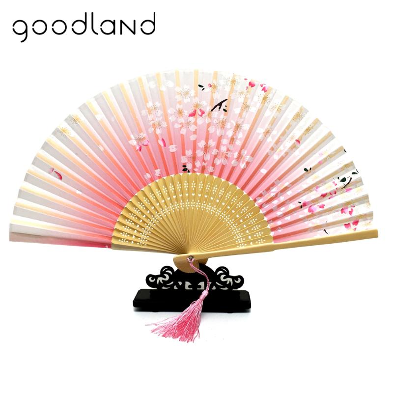 

Free Shipping 5pcs Silk Cherry Blossom Print Hand Fan Wedding Party Favors Decorations Wedding Supplies Chinese Gifts