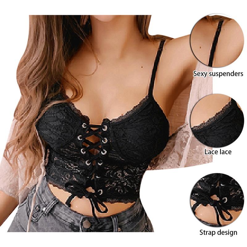 

Sexy Bandage Lace Women Camis Bra Top Spaghetti Straps White black sexy bra Camis Tank Tops Female Sleeveless Tank Top