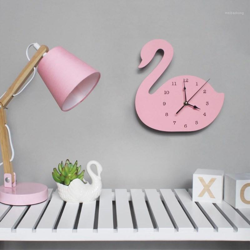 

Wooden Wall Clock Swan Crown Cloud Mute Clocks INS Nordic Kids Room Decorations Wall Hanging Ornaments Nursery Home Decor1