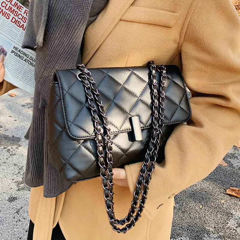 

2021 Fashion Shoulder Bag Women Travel Bags Leather Pu Quilted Bag Female Luxury Handbags Women Bags Designer Sac A Main Femme, Red