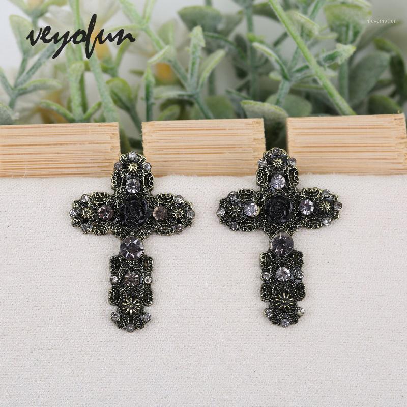 

Veyofun Vintage 3 Color Cross Rhinestone Earrings for Women Fashion Jewelry Wholesale New Brinco1