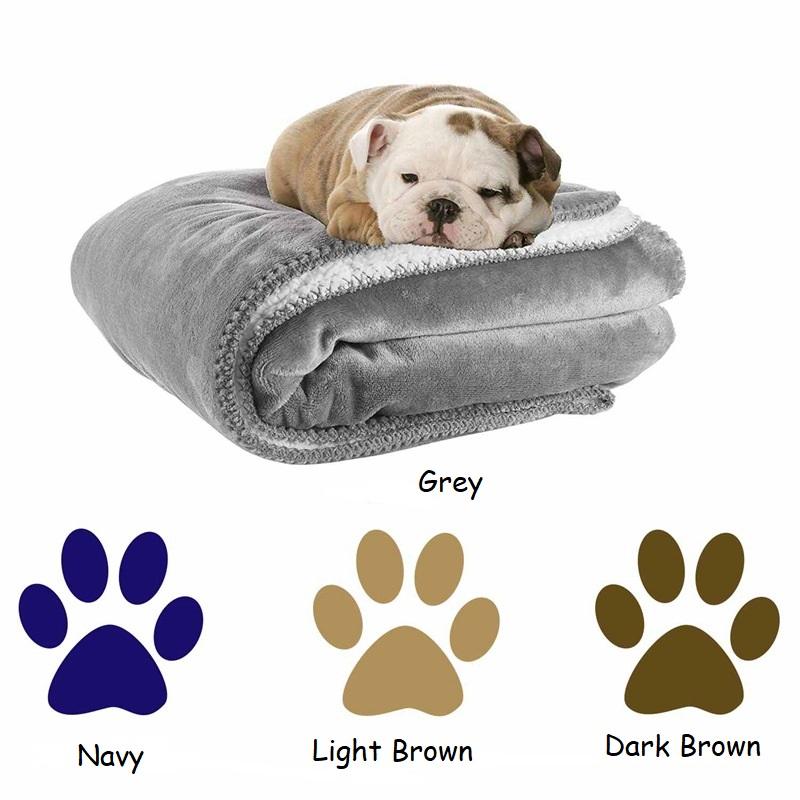 

Dog Blanket Flannel and Sherpa Double-side Washable Cat Cushion, Reversible and Water-Proof Mat, Home Camping or Travelling Use, Navy