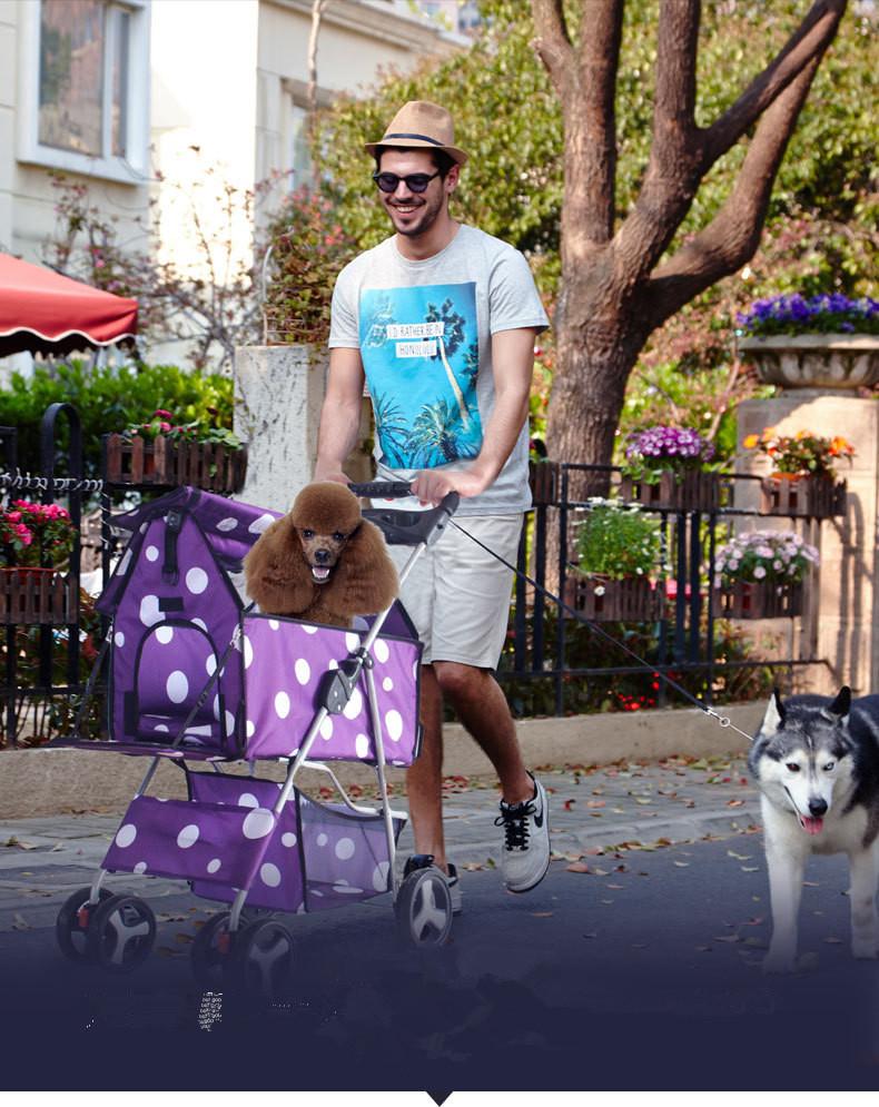 

Fashion Foldable Cat Stroller Detachable Split Pet Car Kit Pet Stroller Four Seasons Four - wheeled Dog Strollers House